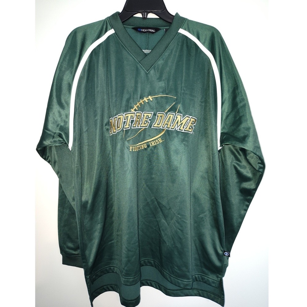 Holloway Notre Dame Fighting Irish MensXL Green V-Neck Windshirt Pullover Jacket